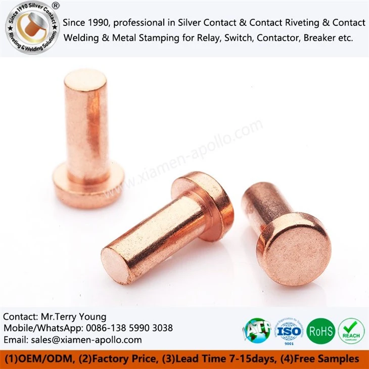 Copper Electrical Rivet Contacts Copper Electrical Rivet Contacts